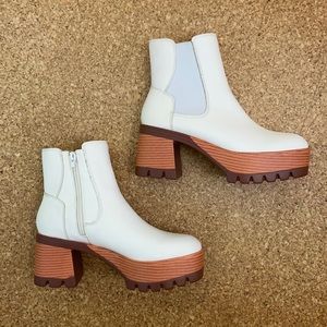 Never worn white platform booties